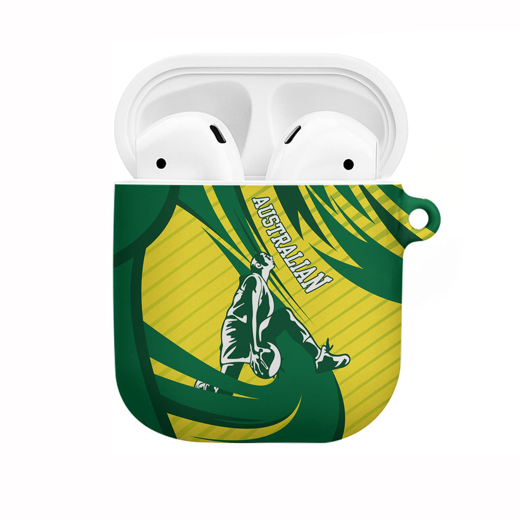 Australian Opals Basketball AirPods Case Green and Gold Tribal Pattern Athletic Abstract Art