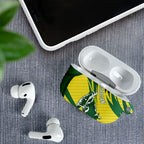 Australian Opals Basketball AirPods Case Green and Gold Tribal Pattern Athletic Abstract Art