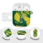 Australian Opals Basketball AirPods Case Green and Gold Tribal Pattern Athletic Abstract Art