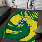 Australian Opals Basketball Area Rug Green and Gold Tribal Pattern Athletic Abstract Art