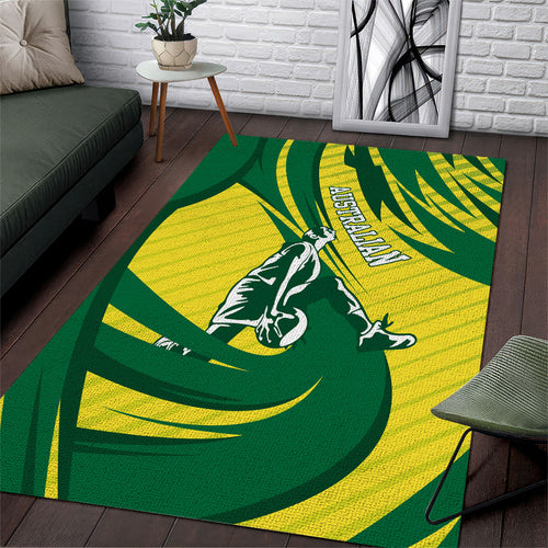 Australian Opals Basketball Area Rug Green and Gold Tribal Pattern Athletic Abstract Art