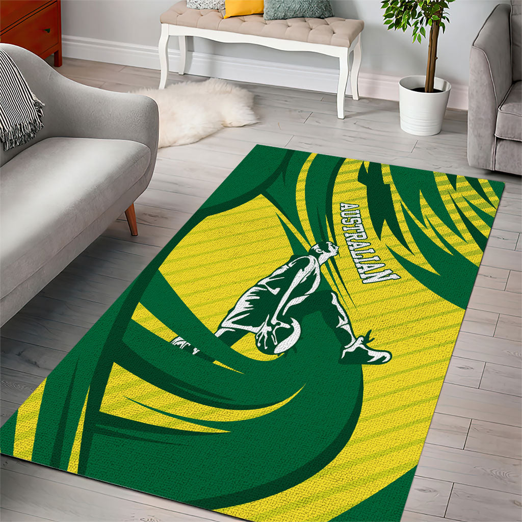 Australian Opals Basketball Area Rug Green and Gold Tribal Pattern Athletic Abstract Art