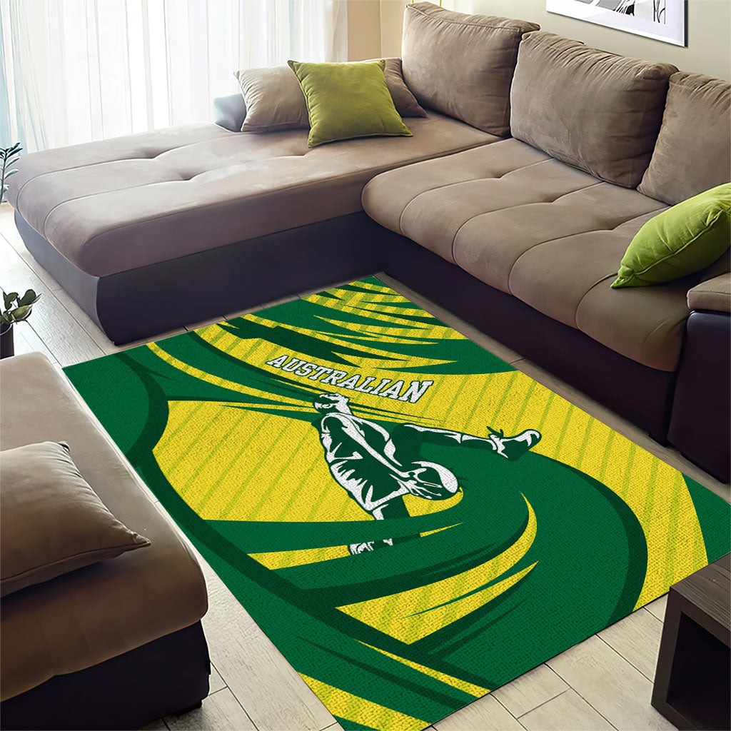 Australian Opals Basketball Area Rug Green and Gold Tribal Pattern Athletic Abstract Art