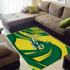 Australian Opals Basketball Area Rug Green and Gold Tribal Pattern Athletic Abstract Art