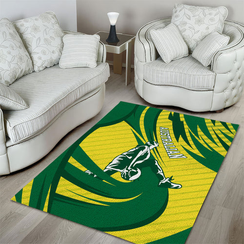 Australian Opals Basketball Area Rug Green and Gold Tribal Pattern Athletic Abstract Art