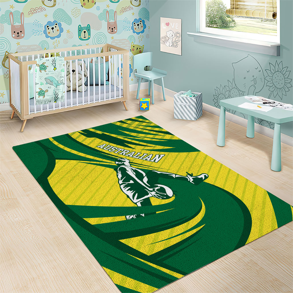 Australian Opals Basketball Area Rug Green and Gold Tribal Pattern Athletic Abstract Art