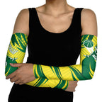 Australian Opals Basketball Arm Sleeves Green and Gold Tribal Pattern Athletic Abstract Art
