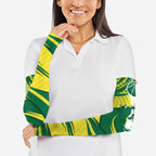 Australian Opals Basketball Arm Sleeves Green and Gold Tribal Pattern Athletic Abstract Art