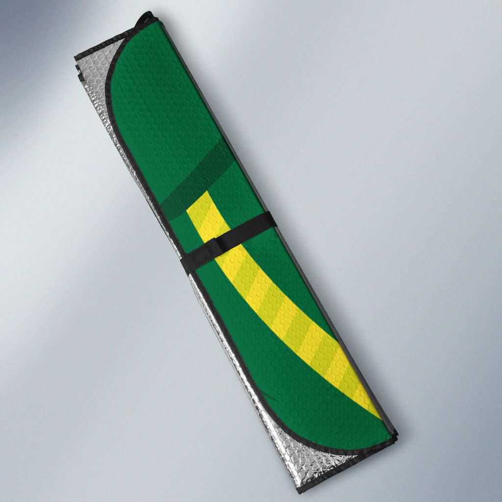Australian Opals Basketball Auto Sun Shade Green and Gold Tribal Pattern Athletic Abstract Art