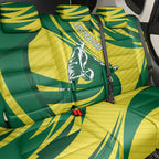 Australian Opals Basketball Back Car Seat Cover Green and Gold Tribal Pattern Athletic Abstract Art