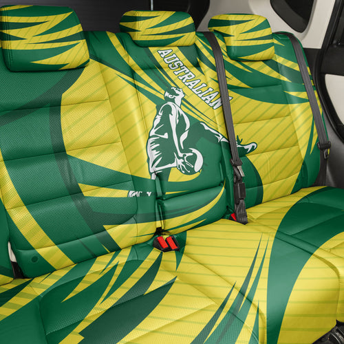 Australian Opals Basketball Back Car Seat Cover Green and Gold Tribal Pattern Athletic Abstract Art