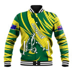 Australian Opals Basketball Baseball Jacket Green and Gold Tribal Pattern Athletic Abstract Art