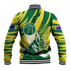 Australian Opals Basketball Baseball Jacket Green and Gold Tribal Pattern Athletic Abstract Art