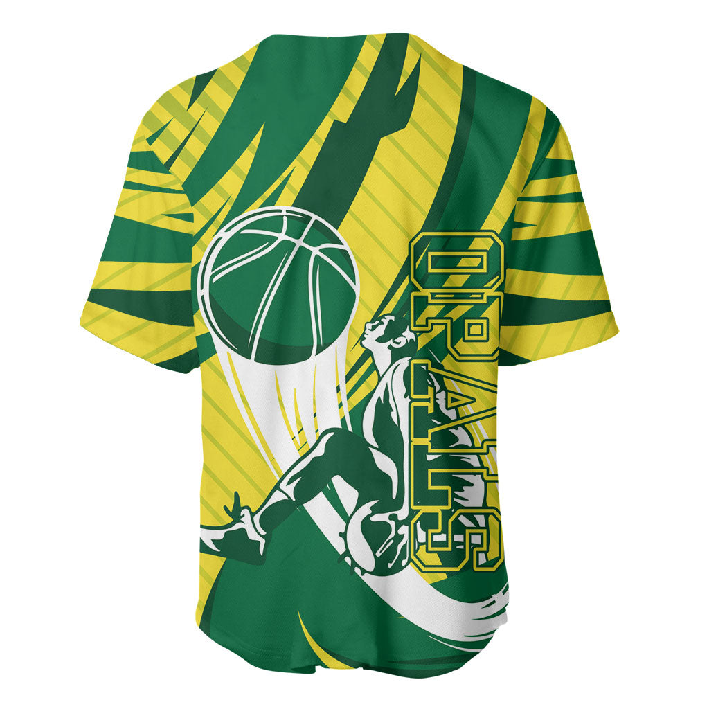 Australian Opals Basketball Baseball Jersey Green and Gold Tribal Pattern Athletic Abstract Art