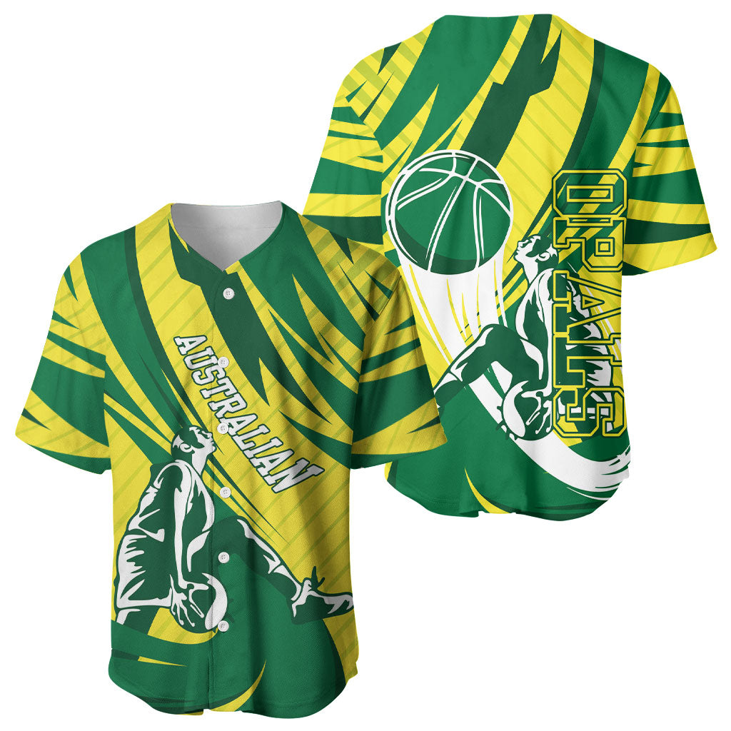 Australian Opals Basketball Baseball Jersey Green and Gold Tribal Pattern Athletic Abstract Art