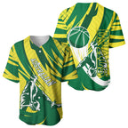 Australian Opals Basketball Baseball Jersey Green and Gold Tribal Pattern Athletic Abstract Art