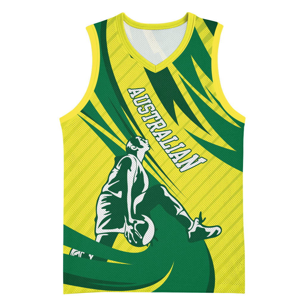 Australian Opals Basketball Basketball Jersey Green and Gold Tribal Pattern Athletic Abstract Art