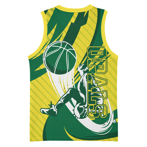Australian Opals Basketball Basketball Jersey Green and Gold Tribal Pattern Athletic Abstract Art
