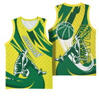 Australian Opals Basketball Basketball Jersey Green and Gold Tribal Pattern Athletic Abstract Art