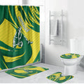 Australian Opals Basketball Bathroom Set Green and Gold Tribal Pattern Athletic Abstract Art