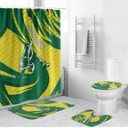 Australian Opals Basketball Bathroom Set Green and Gold Tribal Pattern Athletic Abstract Art