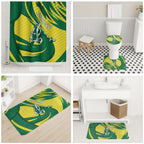 Australian Opals Basketball Bathroom Set Green and Gold Tribal Pattern Athletic Abstract Art