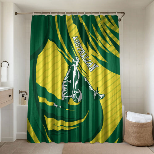 Australian Opals Basketball Bathroom Set Green and Gold Tribal Pattern Athletic Abstract Art