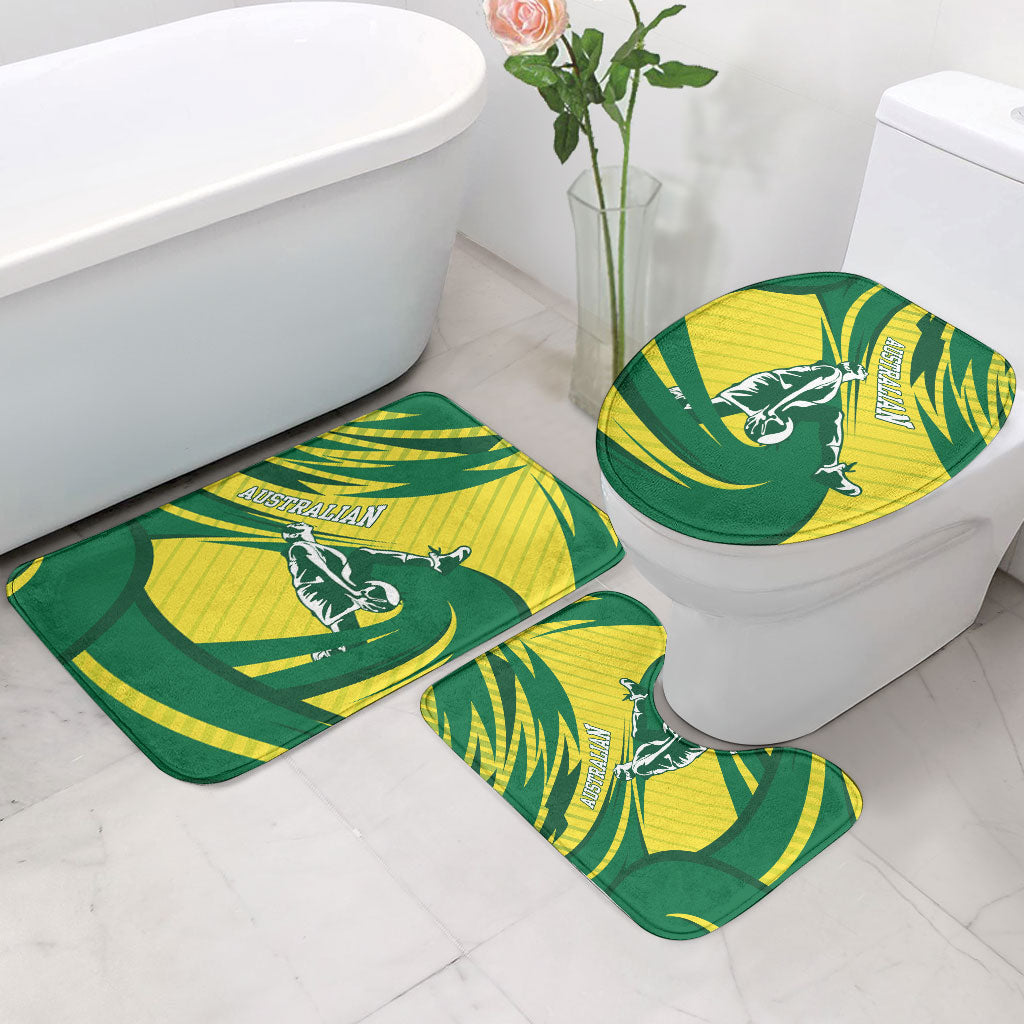Australian Opals Basketball Bathroom Set Green and Gold Tribal Pattern Athletic Abstract Art