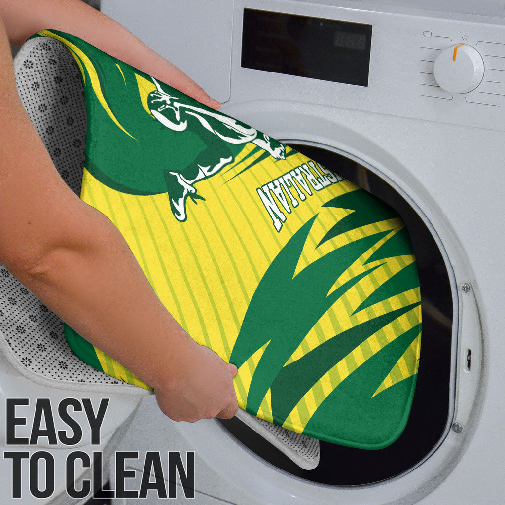 Australian Opals Basketball Bathroom Set Green and Gold Tribal Pattern Athletic Abstract Art