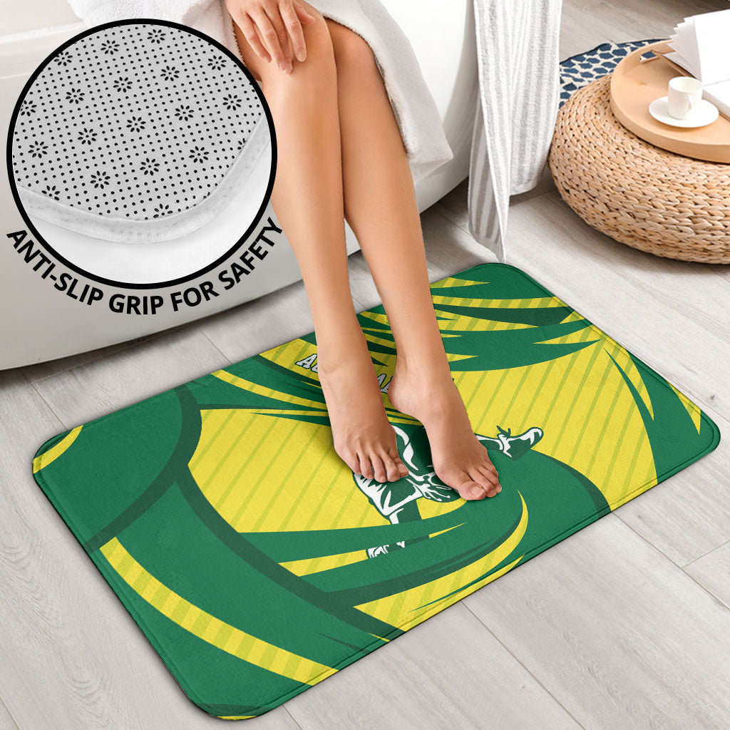 Australian Opals Basketball Bathroom Set Green and Gold Tribal Pattern Athletic Abstract Art