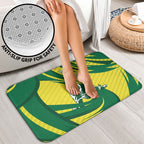 Australian Opals Basketball Bathroom Set Green and Gold Tribal Pattern Athletic Abstract Art