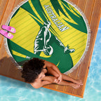 Australian Opals Basketball Beach Blanket Green and Gold Tribal Pattern Athletic Abstract Art