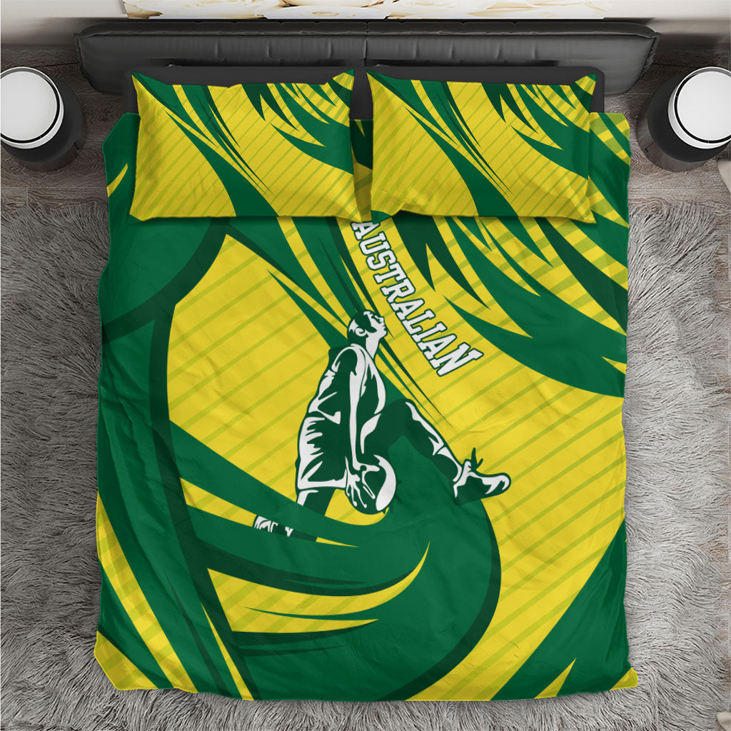 Australian Opals Basketball Bedding Set Green and Gold Tribal Pattern Athletic Abstract Art
