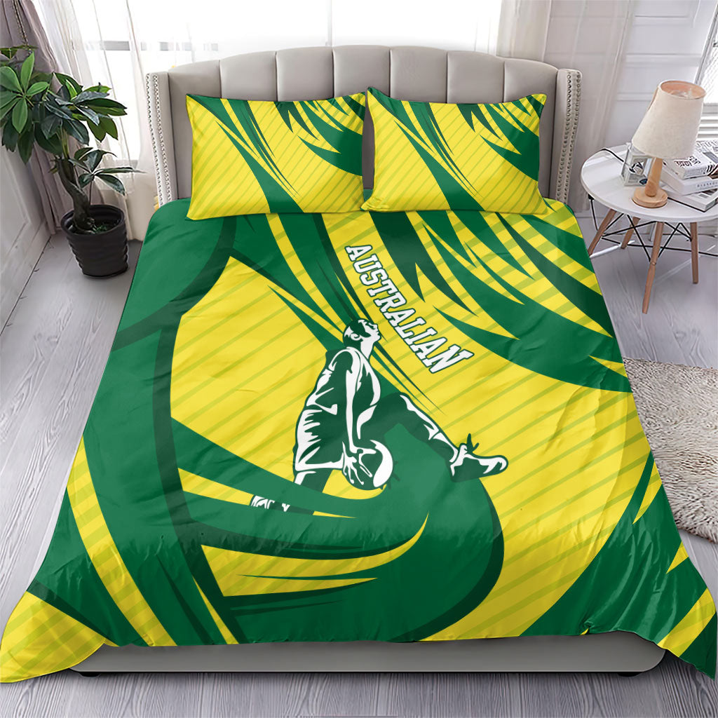 Australian Opals Basketball Bedding Set Green and Gold Tribal Pattern Athletic Abstract Art