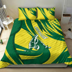 Australian Opals Basketball Bedding Set Green and Gold Tribal Pattern Athletic Abstract Art