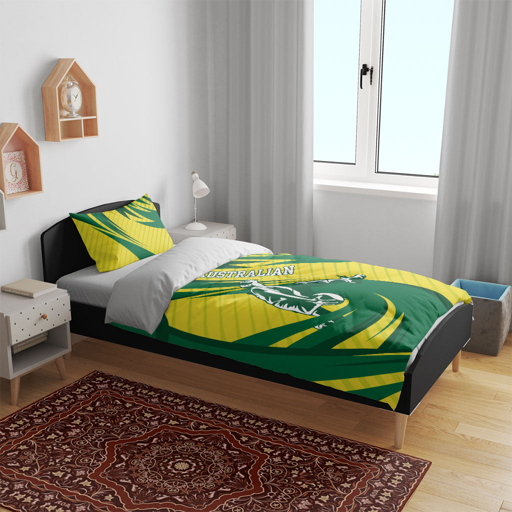 Australian Opals Basketball Bedding Set Green and Gold Tribal Pattern Athletic Abstract Art