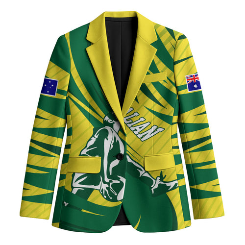 Australian Opals Basketball Blazer Green and Gold Tribal Pattern Athletic Abstract Art