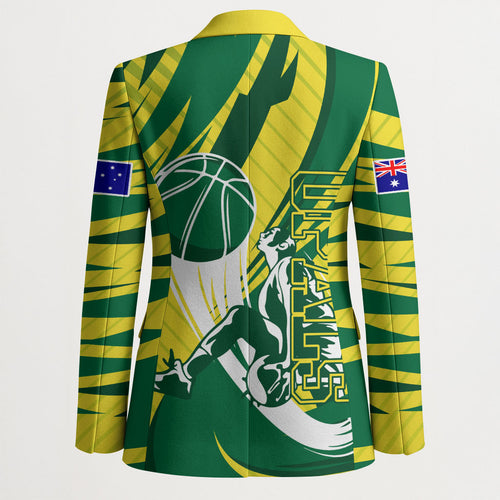Australian Opals Basketball Blazer Green and Gold Tribal Pattern Athletic Abstract Art