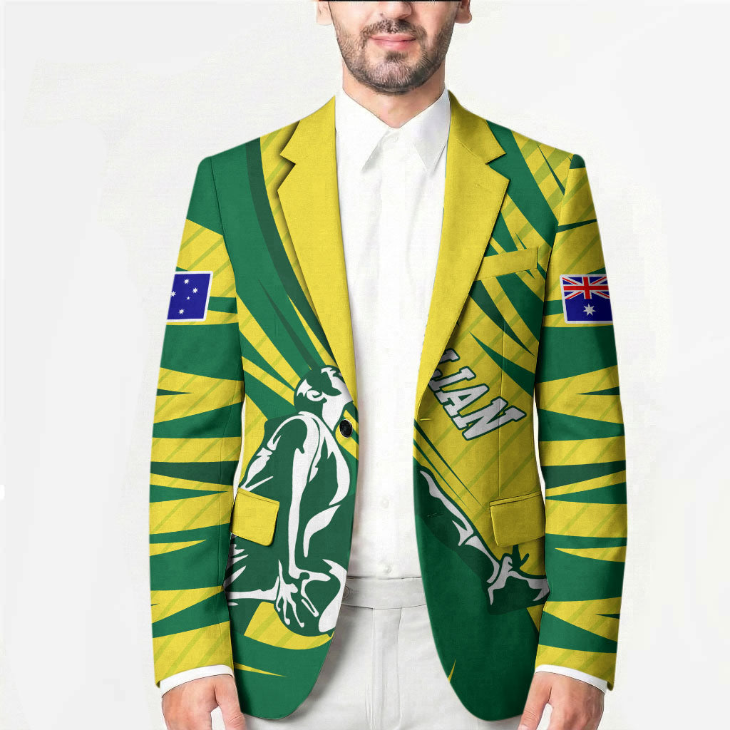 Australian Opals Basketball Blazer Green and Gold Tribal Pattern Athletic Abstract Art
