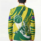 Australian Opals Basketball Blazer Green and Gold Tribal Pattern Athletic Abstract Art