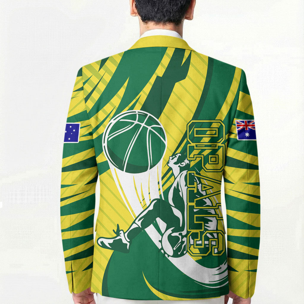 Australian Opals Basketball Blazer Green and Gold Tribal Pattern Athletic Abstract Art