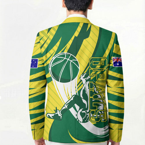 Australian Opals Basketball Blazer Green and Gold Tribal Pattern Athletic Abstract Art
