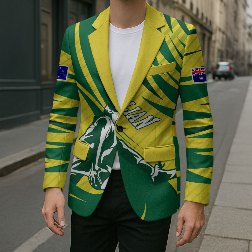 Australian Opals Basketball Blazer Green and Gold Tribal Pattern Athletic Abstract Art