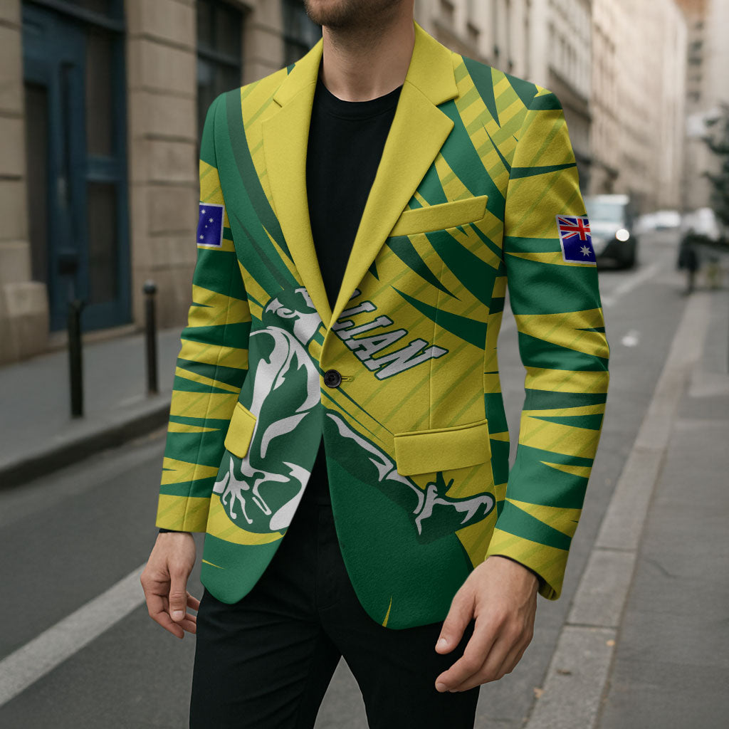 Australian Opals Basketball Blazer Green and Gold Tribal Pattern Athletic Abstract Art