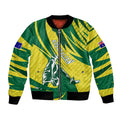 Australian Opals Basketball Bomber Jacket Green and Gold Tribal Pattern Athletic Abstract Art