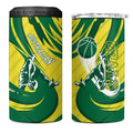 Australian Opals Basketball 4 in 1 Can Cooler Tumbler Green and Gold Tribal Pattern Athletic Abstract Art
