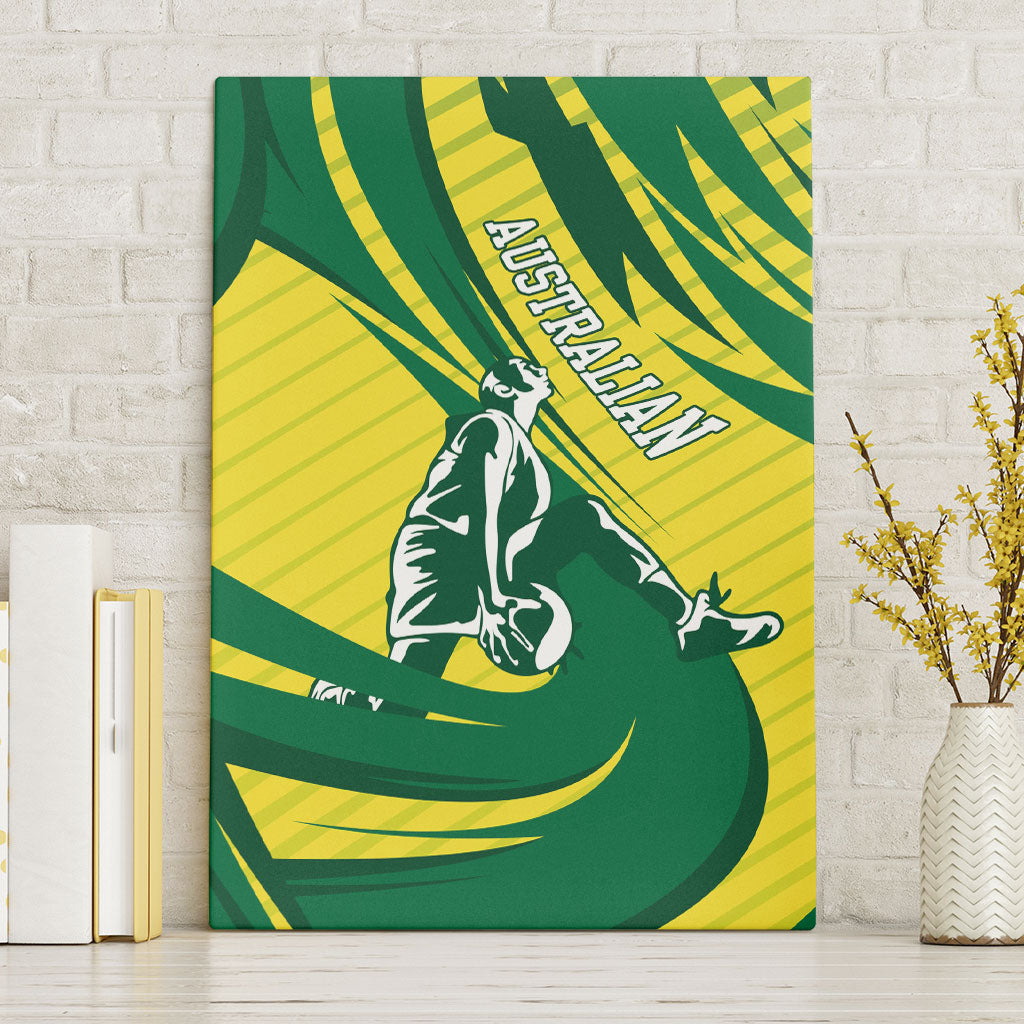 Australian Opals Basketball Canvas Wall Art Green and Gold Tribal Pattern Athletic Abstract Art