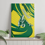Australian Opals Basketball Canvas Wall Art Green and Gold Tribal Pattern Athletic Abstract Art