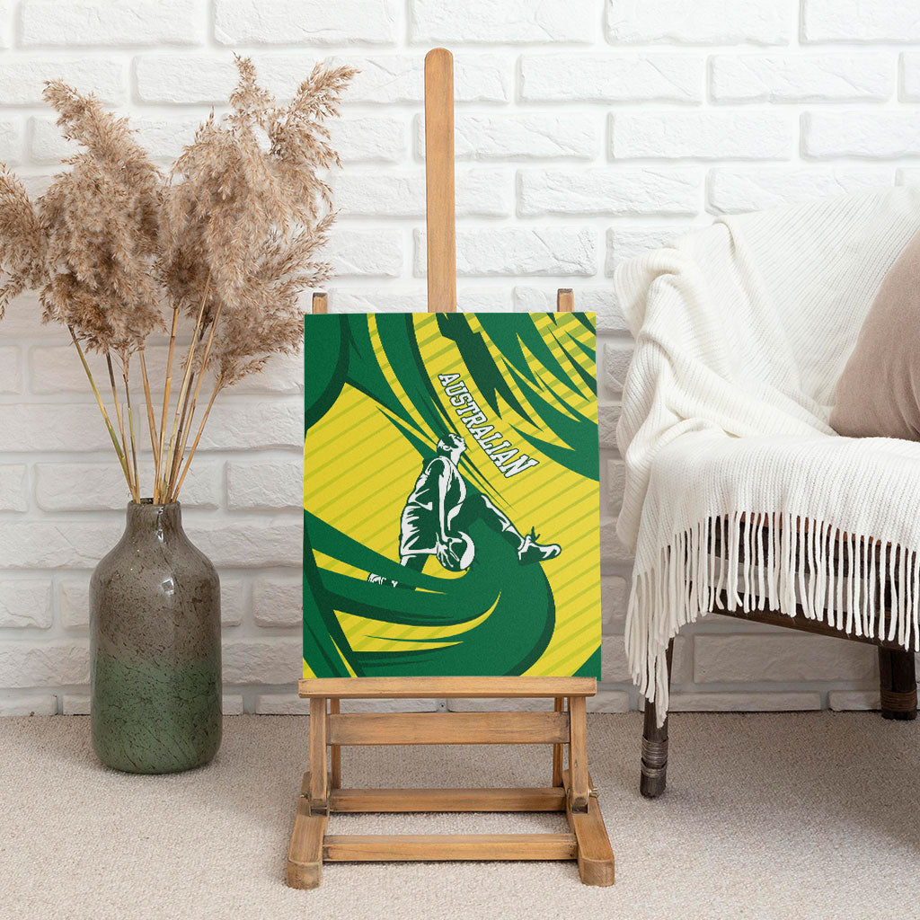 Australian Opals Basketball Canvas Wall Art Green and Gold Tribal Pattern Athletic Abstract Art