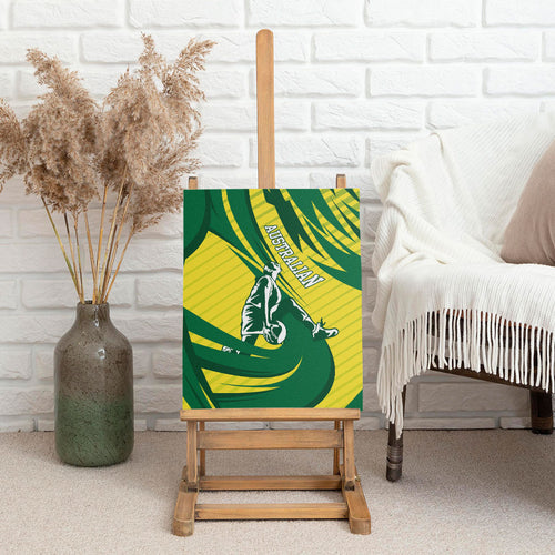 Australian Opals Basketball Canvas Wall Art Green and Gold Tribal Pattern Athletic Abstract Art
